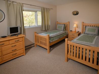 Twin beds in third bedroom