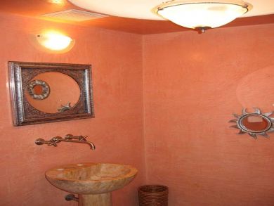 vacation villa pink bathroom