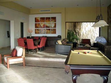 pool table and dining table