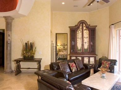 den with leather seating