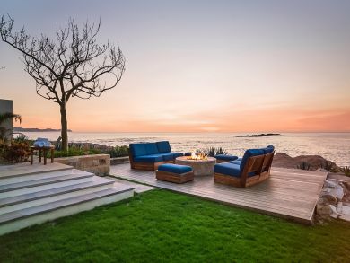sunset seating with fire pit