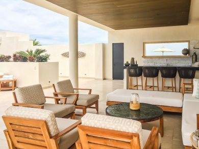 outdoor seating and bar