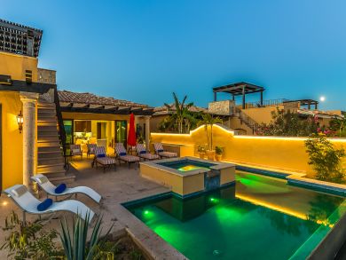 pool at dusk