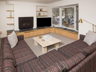 Living Room with Flat Screen TV and Fireplace