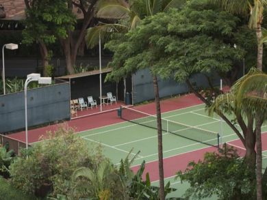 Tennis courts on property
