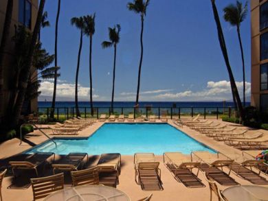 Lounging area around the pool