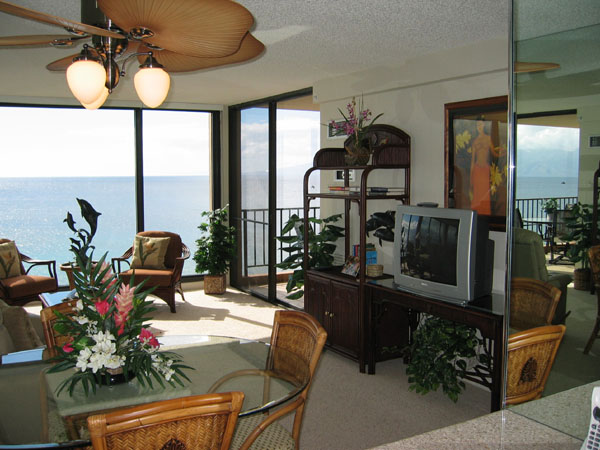 Dining area seats four
