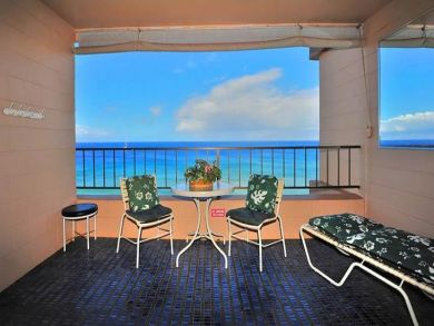 Ocean front balcony with outdoor furniture Ocean front balcony with outdoor furniture
