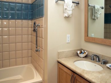 Bathroom with tub and shower