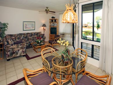 Living & dining area open to porch
