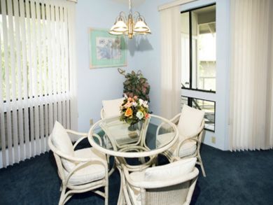 Dining room seats four