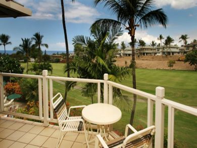 Golf front balcony with table set