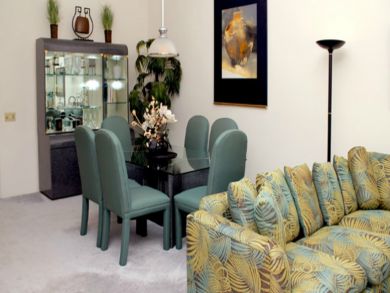 Dining area seats six
