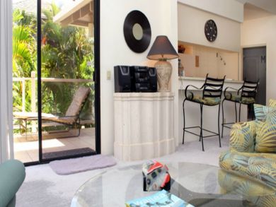 Living area open to balcony