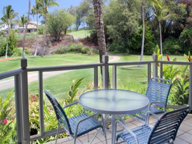 Golf view porch with table set