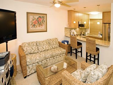 Open plan living area & kitchen