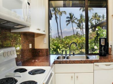 Kitchen with ocean view