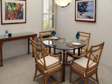 Dining room seats four