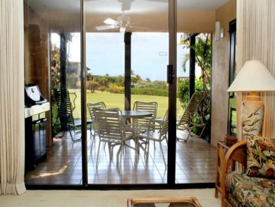 Living room open to patio