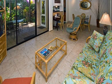 Living room open to patio