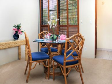 Dining room seats four