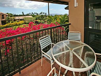 Garden view from balcony with electric BBQ