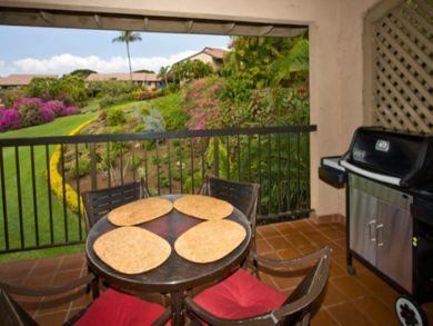Furnished balcony with gas grill