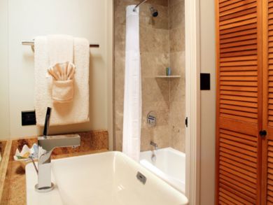 Bathroom with tub and shower