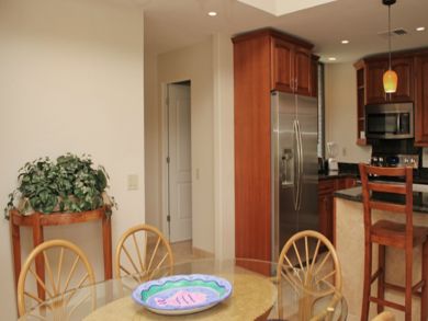 Dining area seats six