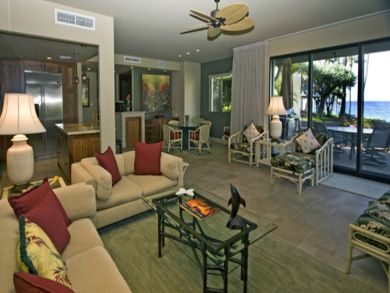 Living room open to patio