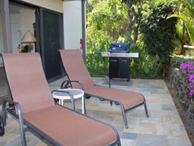 Gas grill & lounging area