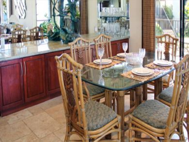 Formal dining area seats six
