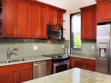 Upgrated kitchen with granite island