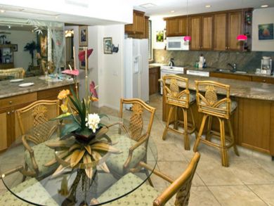 Dining area seats four