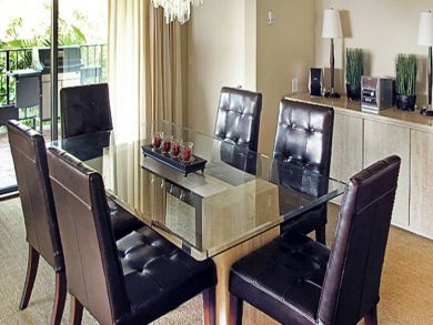 Formal dining area seats six