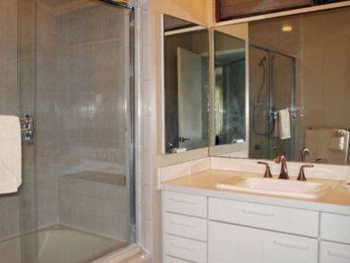 Bathroom with shower in tub