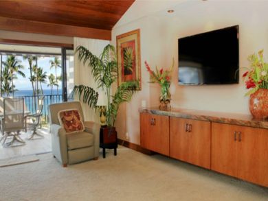 Large flat screen TV in living room