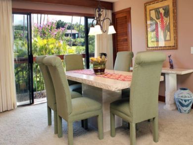 Formal dining area seats six