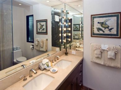 Guest bathroom with double vanity