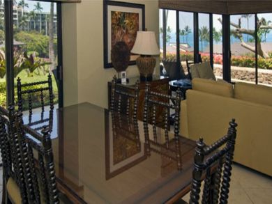 Dining area seats six
