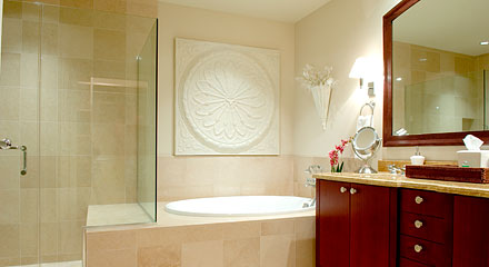 Bathroom with separate tub and shower