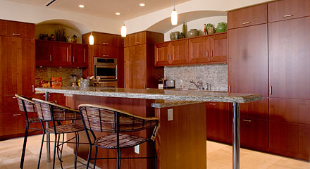 Gourmet kitchen with breakfast bar