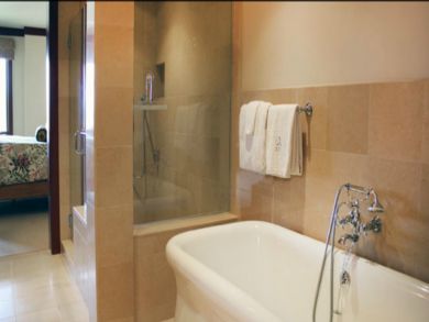 Bathroom with separate tub and shower