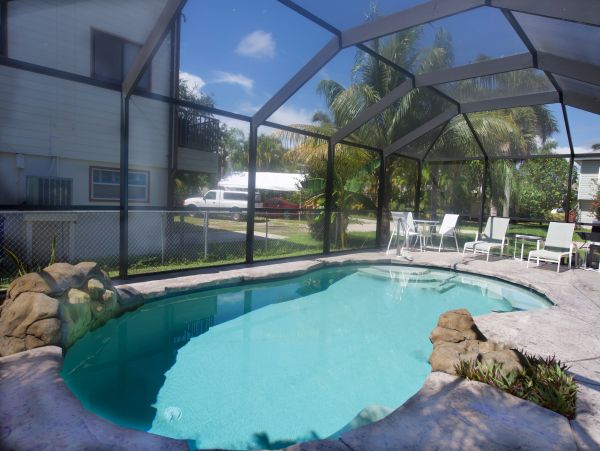 Fort Myers Beach Vacation Home Caged Pool Steps to Beach