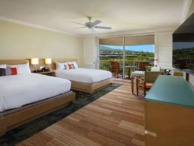 Garden View Hotel Room in Wailea Sleeps Four Guests.