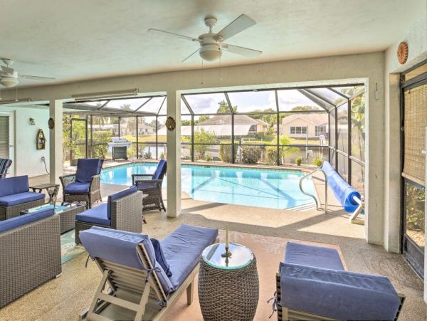Canal Front Three Bedroom Pool Home in Cape Coral Sleeps 8