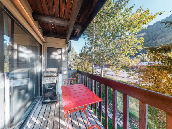 Riverfront condo with Mountain Views