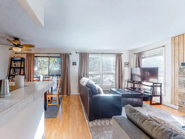 Riverfront condo with Mountain Views