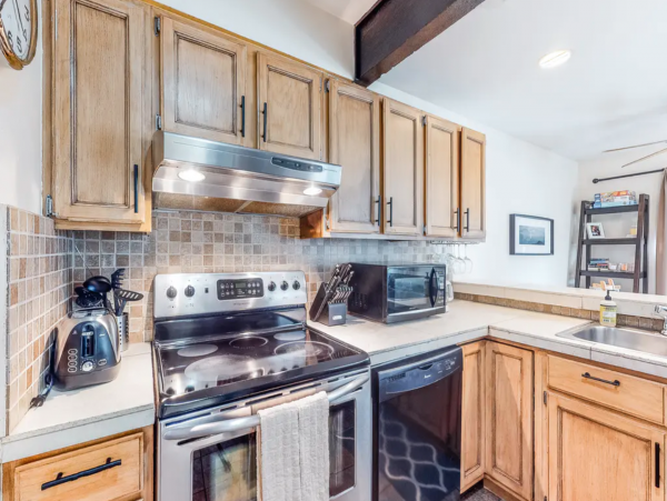 Riverfront condo with Mountain Views