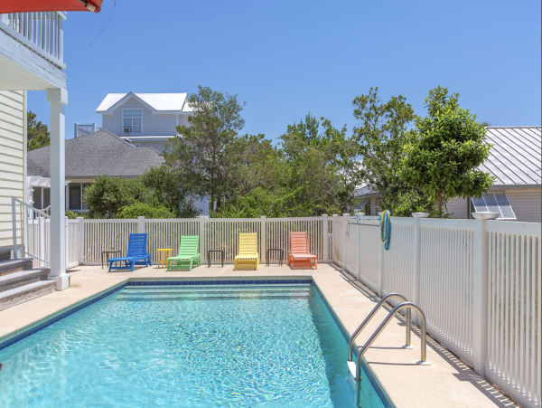 Cheerful Coastal Cottage with Private Pool & Balconies - Walk to Beach